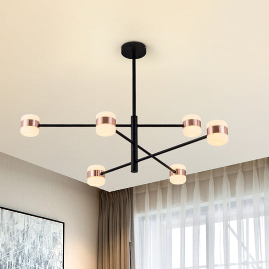 Modern Metal Starburst Chandelier Black Pendant Lighting With Warm/White Light (4/6/8 Lights) 6 /