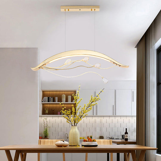 Simple Gold Arch Pendant Light For Dining Room With Led Suspension