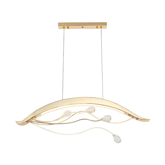 Simple Gold Arch Pendant Light For Dining Room With Led Suspension