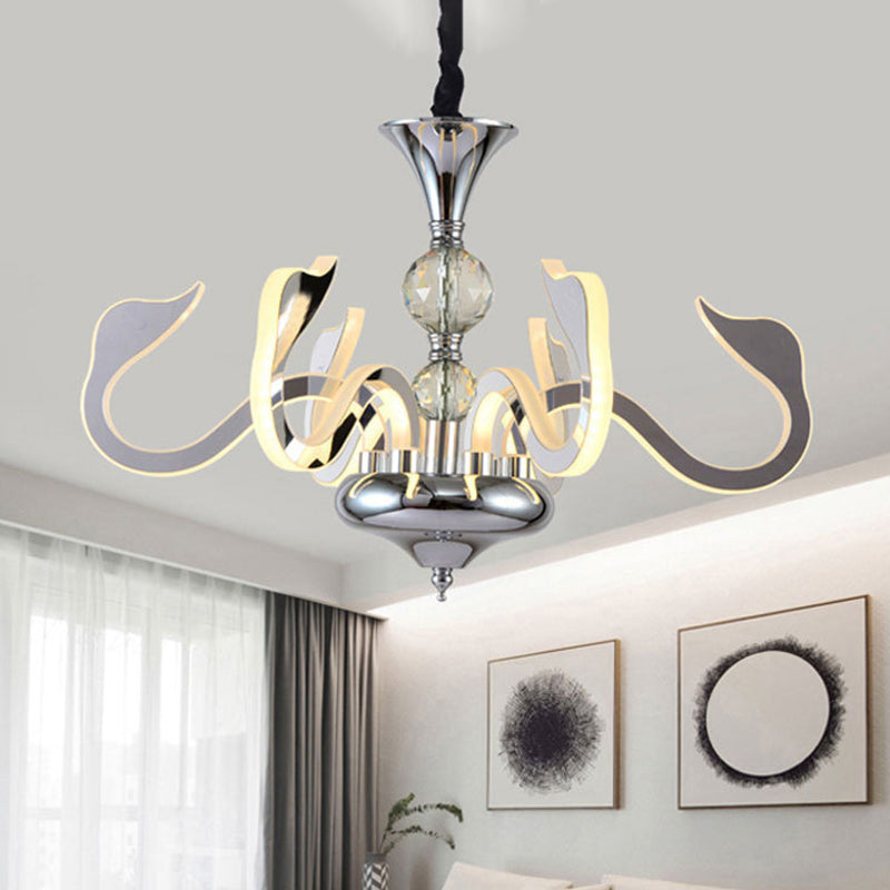 Contemporary Silver Led Chandelier - Acrylic Gooseneck Pendant Light