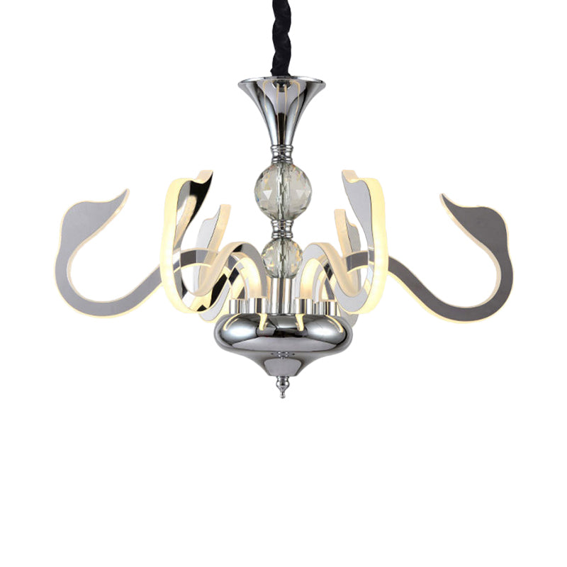 Silver LED Acrylic Gooseneck Pendant Chandelier: Contemporary Light Fixture