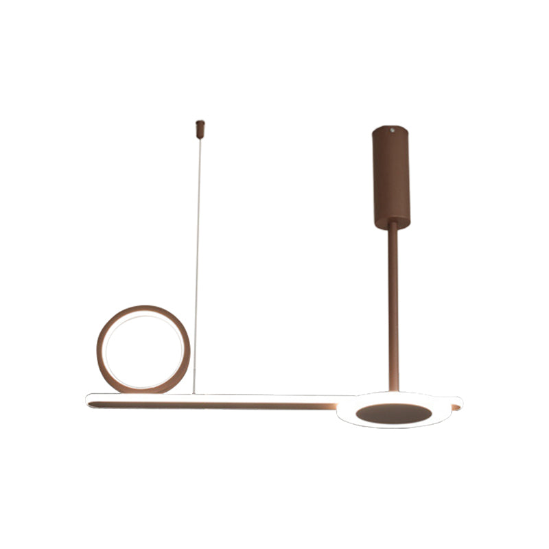 Modern Metal Ring Hanging Light Kit - Brown Led Suspension For Bedroom (Warm/White Light)