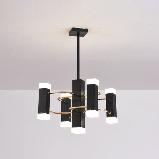 Modern 4/8 Head Black Sputnik Pendant Chandelier: Stylish Metal Suspension Light In 2 Color Options