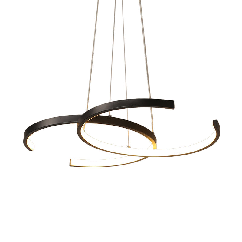 Minimalist Double C-Shape Metal Ceiling Pendant Light In Black/White - Led Chandelier With