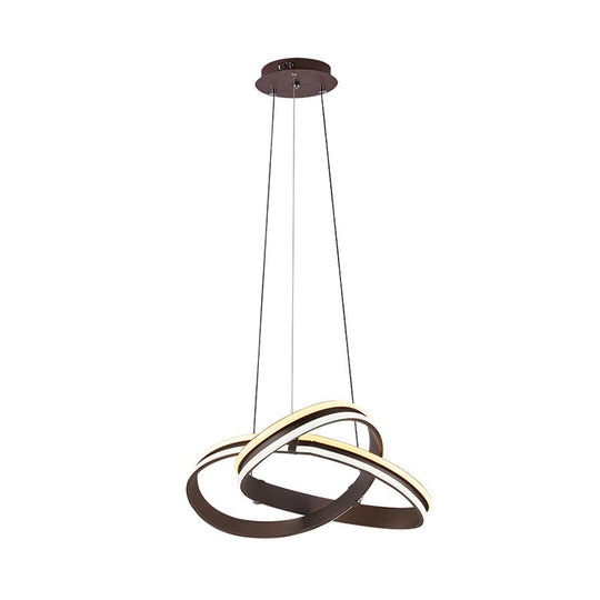 Modern Coffee Metal Chandelier Lamp – Seamless Curve Design | LED Pendant Light, Warm/White Glow