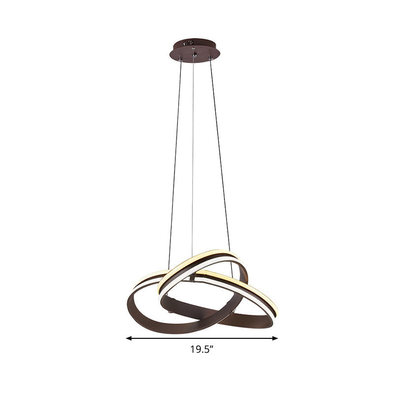 Modern Coffee Metal Chandelier Lamp – Seamless Curve Design | LED Pendant Light, Warm/White Glow