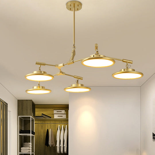 Gold Branch Chandelier Light Fixture - Modern Pendant Light Kit with 3/5 Heads in Warm/White Light