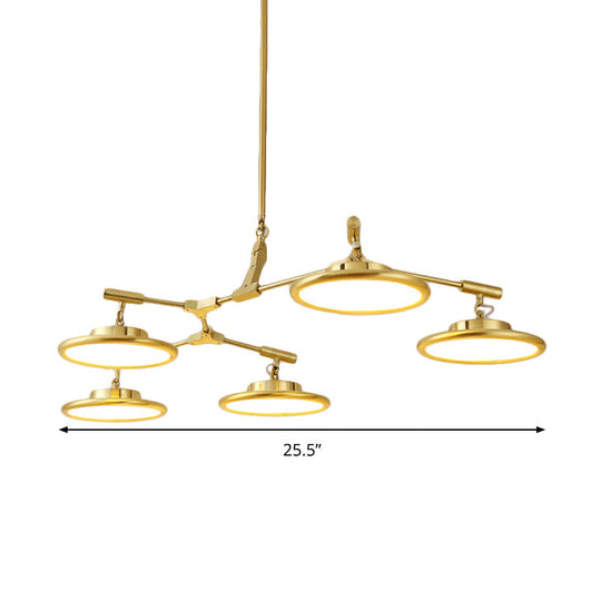 Gold Branch Chandelier Light Fixture - Modern Pendant Light Kit with 3/5 Heads in Warm/White Light