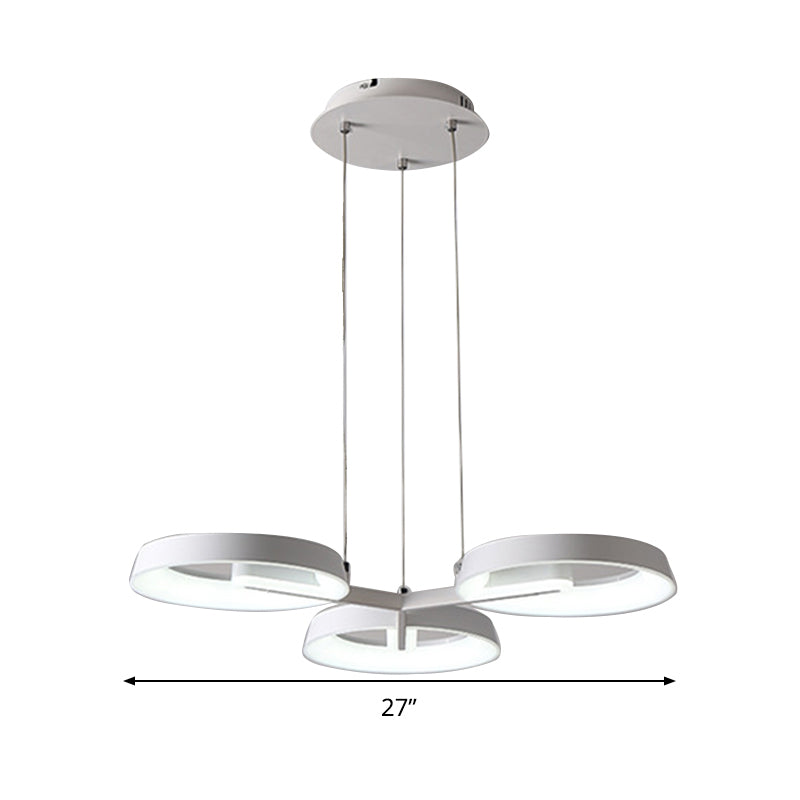 Minimalist Circular Metal Pendant Chandelier - White, 3/6 Hanging Lights for Dining Room