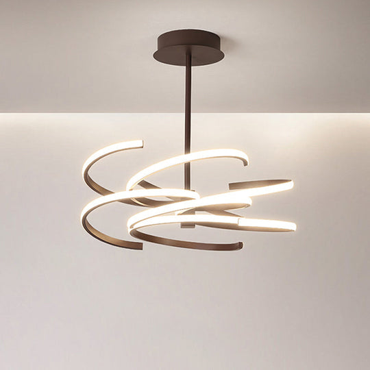 Coffee Twist Hanging Ceiling Light - Modern Metal Chandelier Lamp 19.5/24.5 Wide Led Warm/White /