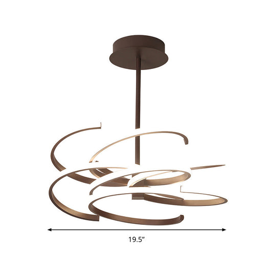 Coffee Twist Hanging Ceiling Light - Modern Metal Chandelier Lamp 19.5/24.5 Wide Led Warm/White