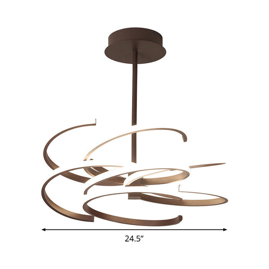 Coffee Twist Hanging Ceiling Light - Modern Metal Chandelier Lamp 19.5/24.5 Wide Led Warm/White