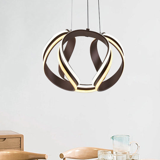 Modern Metal Coffee Led Chandelier Pendant Light Kit - Warm/White / Warm