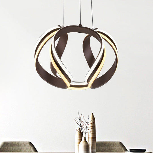 Modern Metal Coffee Led Chandelier Pendant Light Kit - Warm/White