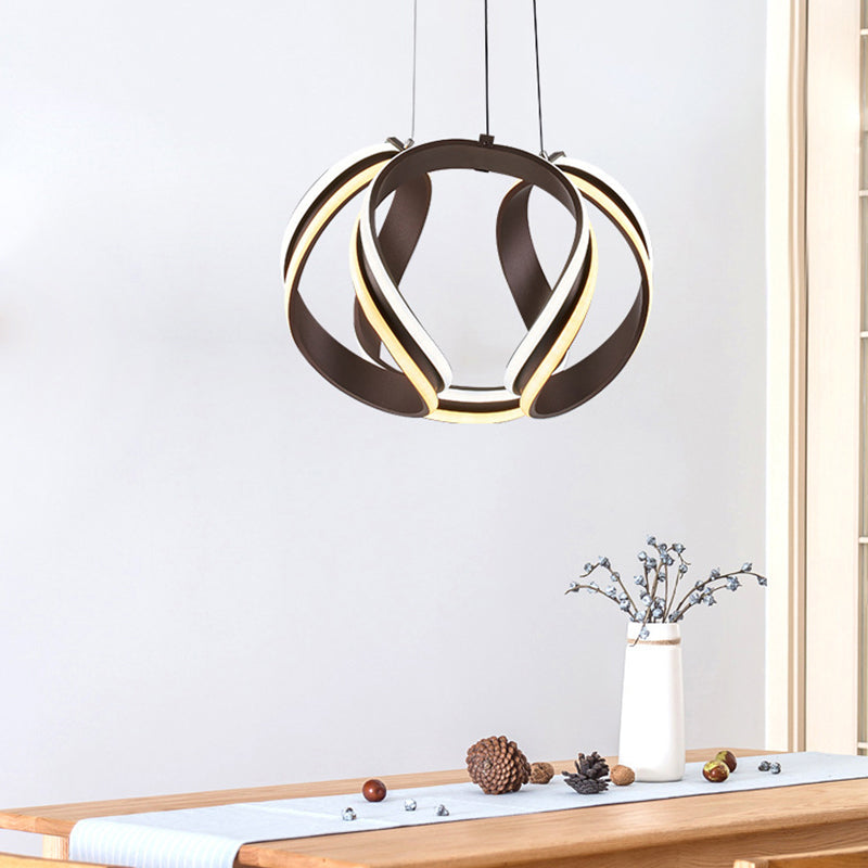 Modern Metal Coffee Led Chandelier Pendant Light Kit - Warm/White