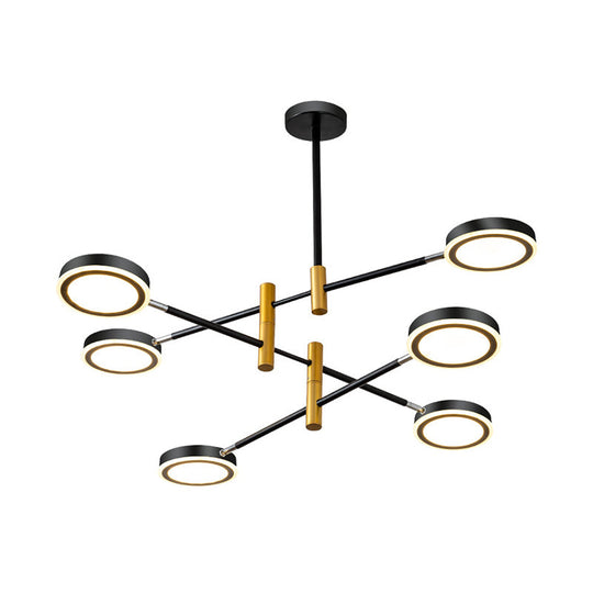 Modern Metal Starburst Chandelier - 4/6 Heads, White/Black Gold Finish, Warm/White Light