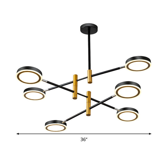 Modern Metal Starburst Chandelier With 4/6 Heads: White/Black/Gold Hanging Lamp Kit Warm/White Light