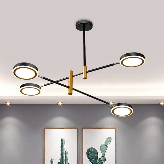 Modern Metal Starburst Chandelier With 4/6 Heads: White/Black/Gold Hanging Lamp Kit Warm/White Light