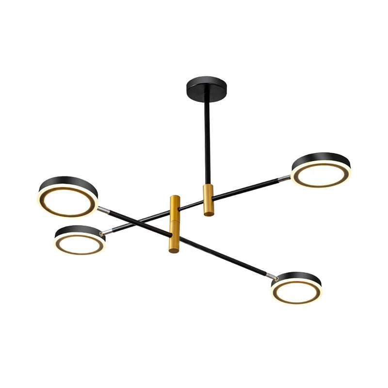 Modern Metal Starburst Chandelier With 4/6 Heads: White/Black/Gold Hanging Lamp Kit Warm/White Light