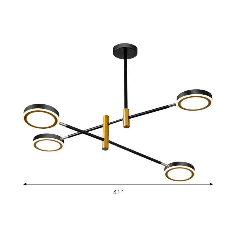 Modern Metal Starburst Chandelier With 4/6 Heads: White/Black/Gold Hanging Lamp Kit Warm/White Light