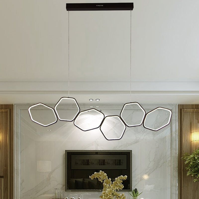 Contemporary Honeycomb Ceiling Chandelier - Metal 6-Light Coffee Suspension Light in Warm/White