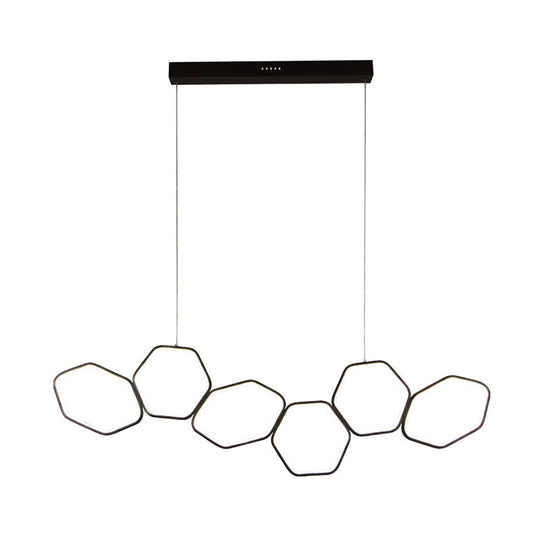 Contemporary Honeycomb Ceiling Chandelier - Metal 6-Light Coffee Suspension Light in Warm/White