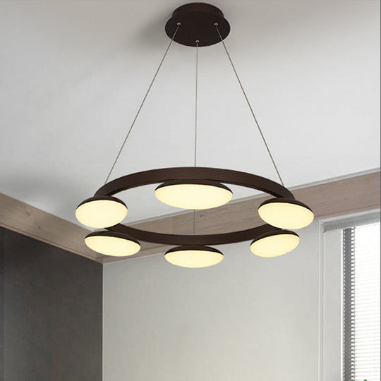 Contemporary Metal Coffee Pendant Chandelier | Circular Hanging Lamp Kit - 6/8 Heads | Ideal for Dining Room