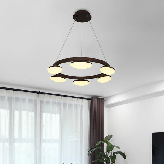 Contemporary Metal Pendant Chandelier With 6/8 Heads For Dining Room - Coffee Circular Hanging Lamp