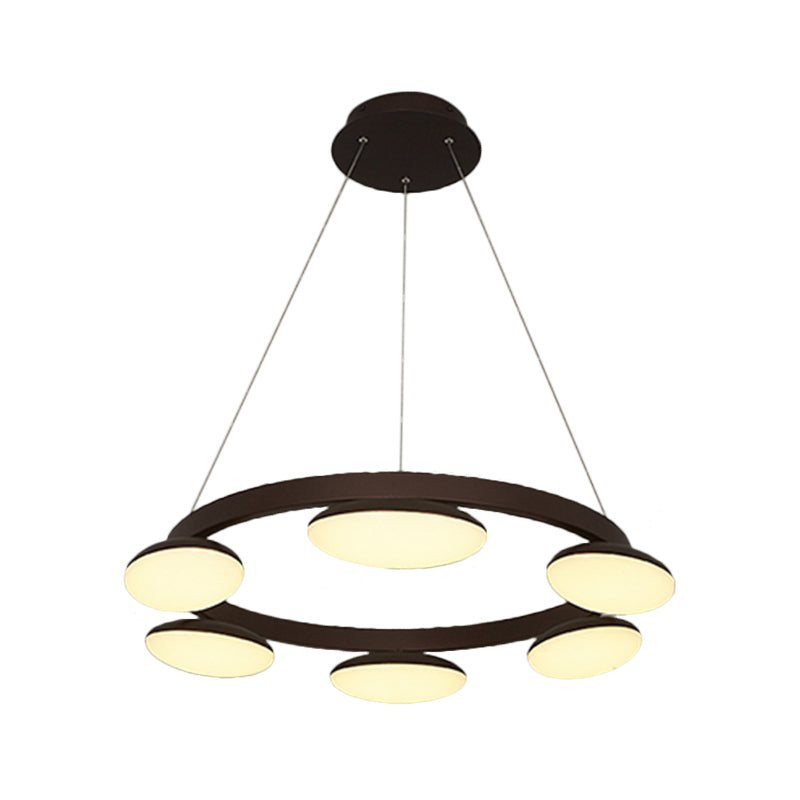 Contemporary Metal Pendant Chandelier With 6/8 Heads For Dining Room - Coffee Circular Hanging Lamp