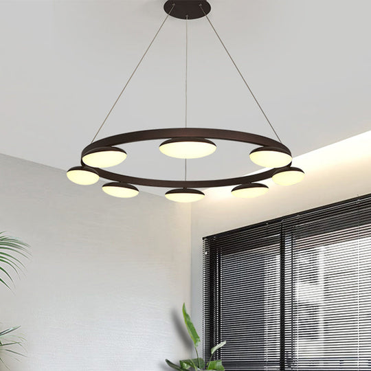 Contemporary Metal Coffee Pendant Chandelier | Circular Hanging Lamp Kit - 6/8 Heads | Ideal for Dining Room