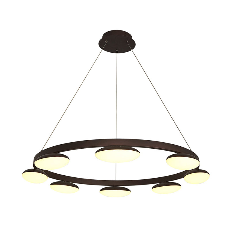 Contemporary Metal Coffee Pendant Chandelier | Circular Hanging Lamp Kit - 6/8 Heads | Ideal for Dining Room