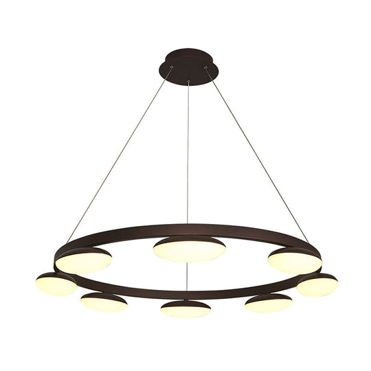 Contemporary Metal Pendant Chandelier With 6/8 Heads For Dining Room - Coffee Circular Hanging Lamp