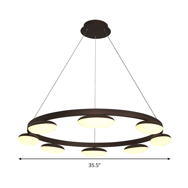 Contemporary Metal Pendant Chandelier With 6/8 Heads For Dining Room - Coffee Circular Hanging Lamp