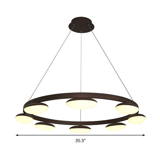 Contemporary Metal Pendant Chandelier With 6/8 Heads For Dining Room - Coffee Circular Hanging Lamp