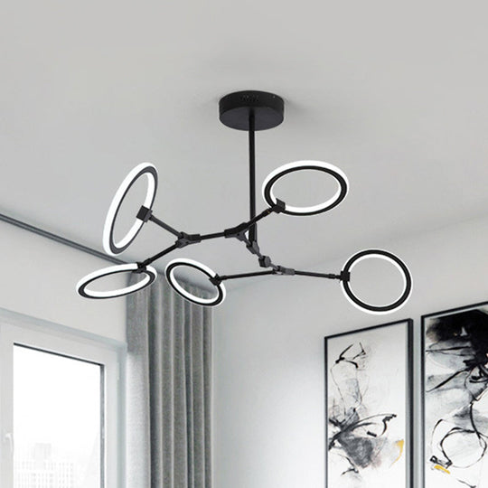 Contemporary 5-Light Metal Pendant Chandelier in Black