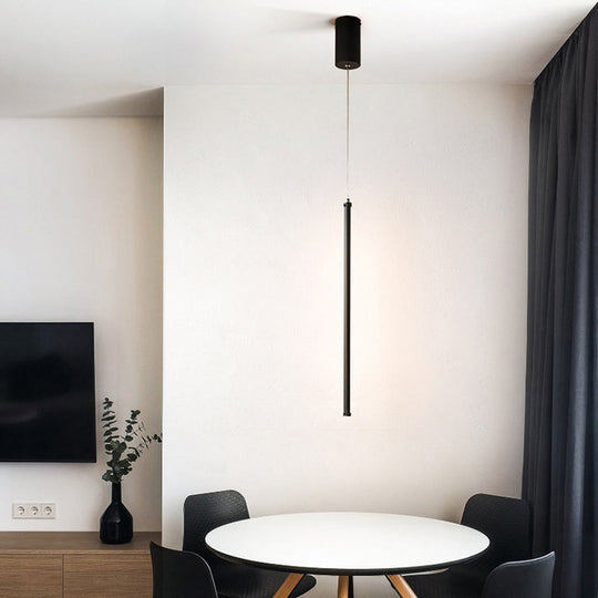 Minimalist Black Metal Tubular Pendant Light Fixture - Led Hanging Ceiling (Warm/White)