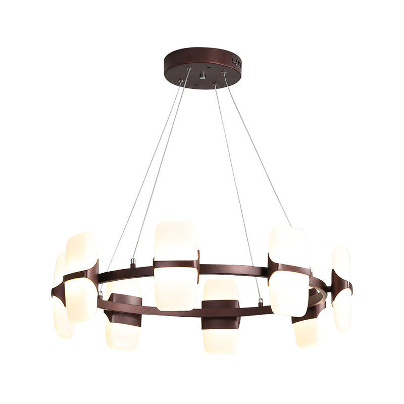 Modern Metal Circular Pendant Light Kit - 8 Coffee Chandelier 26/30 Wide + Hangable