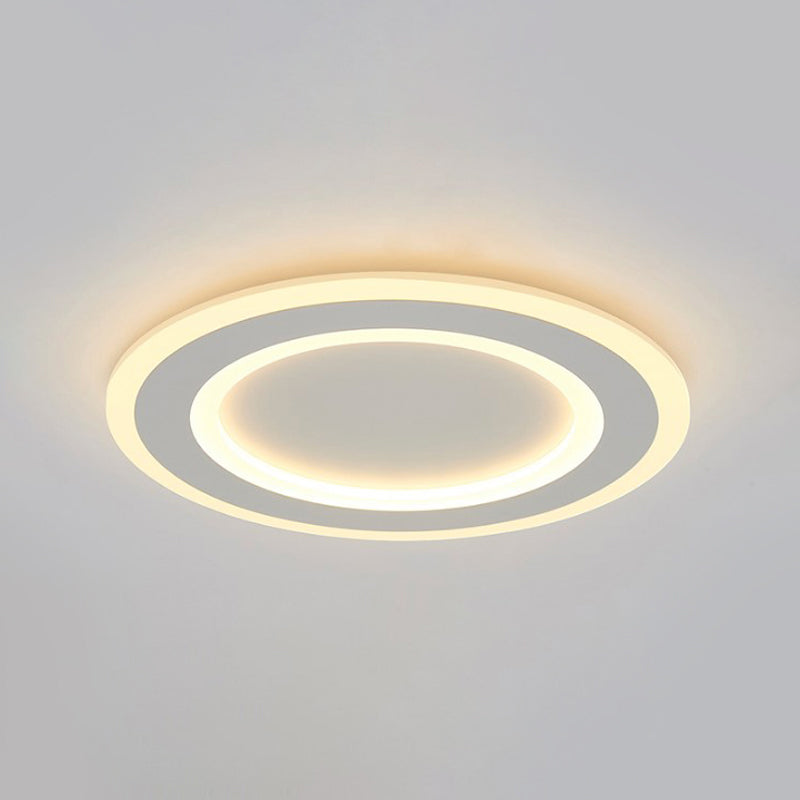 White Halo Flush Mount LED Ceiling Light with Frosted Acrylic, Warm/White Light