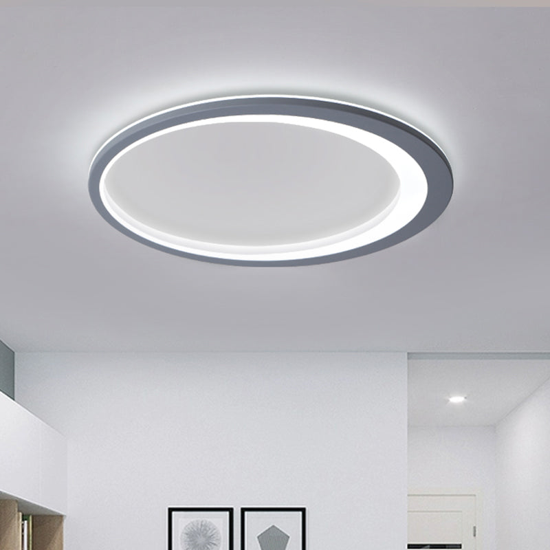 12"/16"/19.5" W Grey Oval Ring Ceiling Light - Nordic Style LED Flush Mount Lamp in Warm/White/3 Light Options