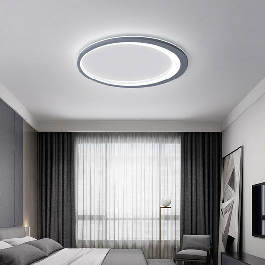 12"/16"/19.5" W Grey Oval Ring Ceiling Light - Nordic Style LED Flush Mount Lamp in Warm/White/3 Light Options