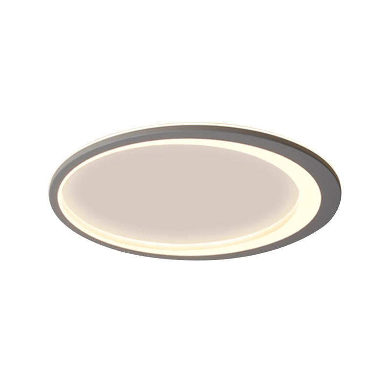 12"/16"/19.5" W Grey Oval Ring Ceiling Light - Nordic Style LED Flush Mount Lamp in Warm/White/3 Light Options