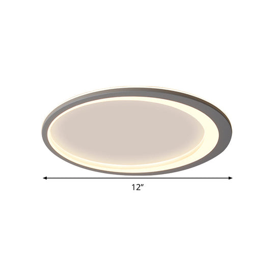 12/16/19.5 W Grey Oval Ring Ceiling Light - Nordic Style Led Flush Mount Lamp In Warm/White/3