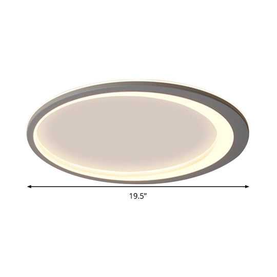 12"/16"/19.5" W Grey Oval Ring Ceiling Light - Nordic Style LED Flush Mount Lamp in Warm/White/3 Light Options