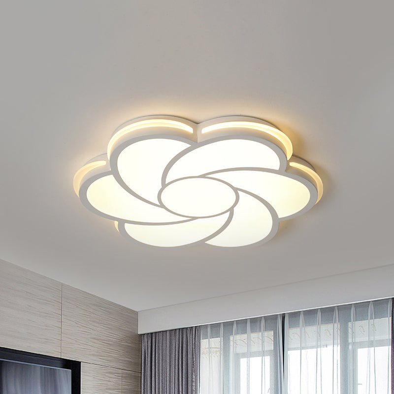 White Petal Flush LED Ceiling Lamp - Modern, Stylish Design with Acrylic Shade - 3 Color Light Options - Ideal for Living Room