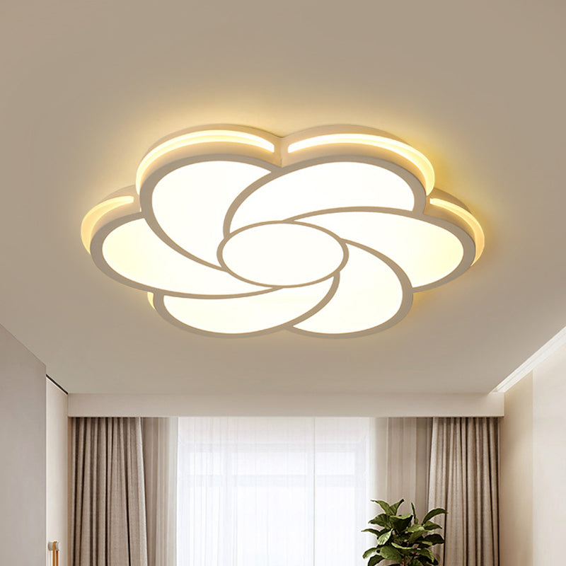 White Petal Flush LED Ceiling Lamp - Modern, Stylish Design with Acrylic Shade - 3 Color Light Options - Ideal for Living Room