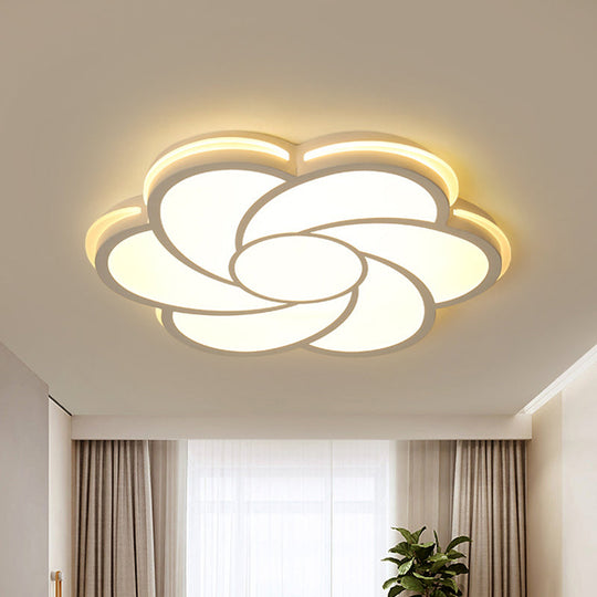 White Petal Flush Led Ceiling Lamp - Modern Stylish Design With Acrylic Shade 3 Color Light Options