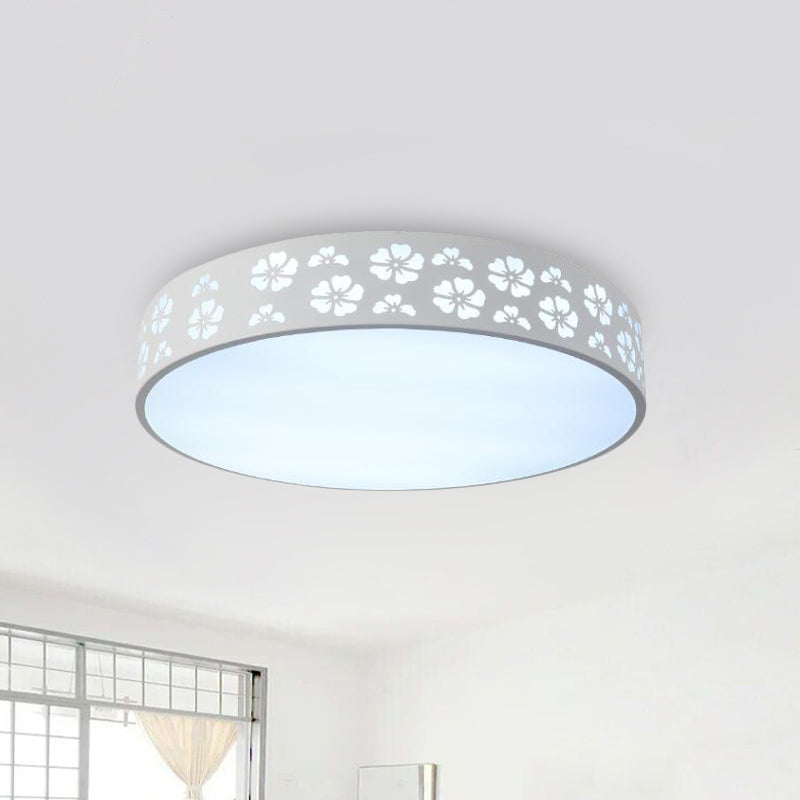 12"/16"/19.5" Carved Flower Flush Light LED Ceiling Lamp - Modern Metallic Design with Warm/White Light