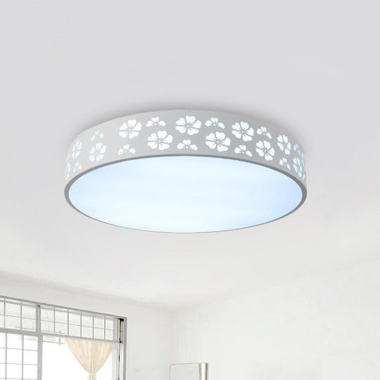 12"/16"/19.5" Carved Flower Flush Light LED Ceiling Lamp - Modern Metallic Design with Warm/White Light