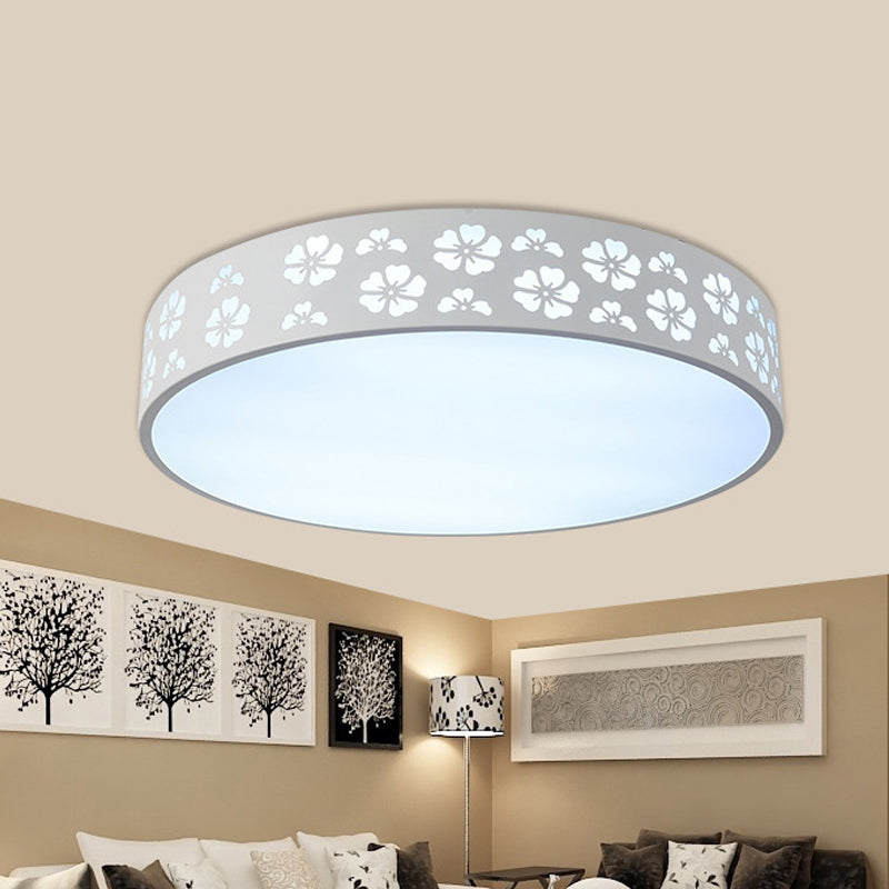 12"/16"/19.5" Carved Flower Flush Light LED Ceiling Lamp - Modern Metallic Design with Warm/White Light