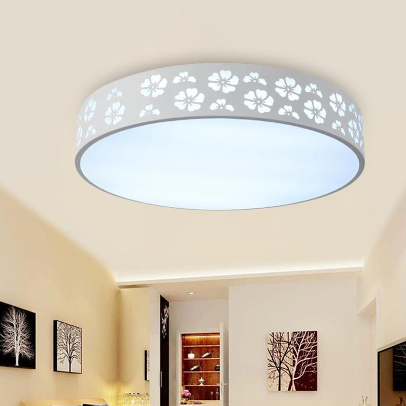 12"/16"/19.5" Carved Flower Flush Light LED Ceiling Lamp - Modern Metallic Design with Warm/White Light